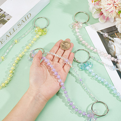 4Pcs 4 Colors Transparent Acrylic Beaded Purse Chain Strap Extenders HJEW-GO00104-1