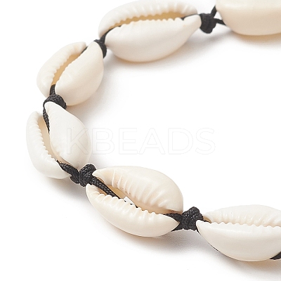 Natural Shell & Synthetic Turquoise Braided Bead Bracelet for Women BJEW-JB09245-1