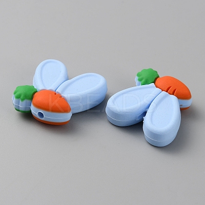 Rabbit Ears with Carrot Food Grade Eco-Friendly Silicone Focal Beads LS-SIL-SZC0003-05F-1