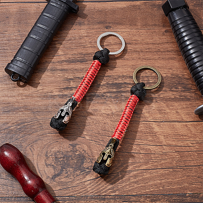 2Pcs 2 Colors Handmade Spartan Nylon Parachute Cord Keychain for Men KEYC-DR0001-13-1
