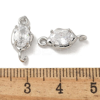 Brass Clear Cubic Zirconia Connector Charms KK-R210-15P-1