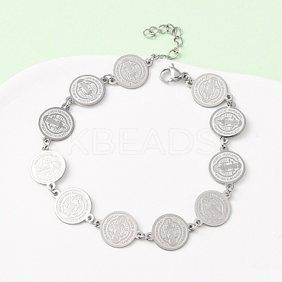 Religion 304 Stainless Steel Link Chain Bracelets for Women LS-BJEW-F524-01P-1