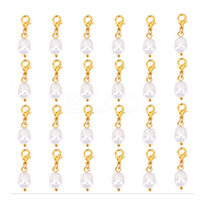 20Pcs Oval Natural Pearl Pendant Decoration HJEW-PH02069-1
