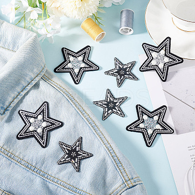 8Pcs 2 Styles Star Embroidery Cloth Sew on Appliques DIY-HY0001-90-1