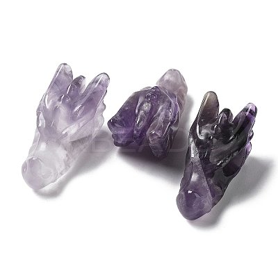 Natural Gemstone Healing Dragon Head Figurines DJEW-L010-05-1