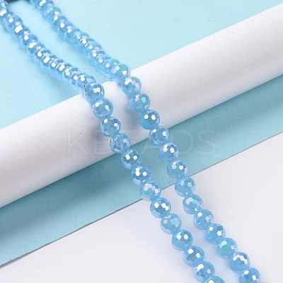 Electroplate Imitation Jade Glass Beads Strands GLAA-E036-12B-1