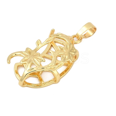 Flower Brass Pendant Cabochon Settings KK-S521-05G-1