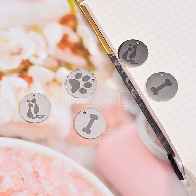 6Pcs 3 Styles 304 Stainless Steel Pet Pendants FIND-SZ0001-007P-1