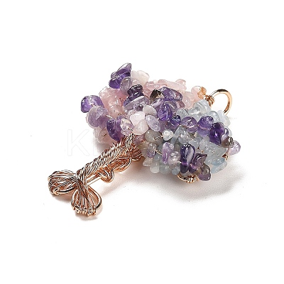Natural Mixed Gemstone Chip Big Pendants G-F763-06RG-1