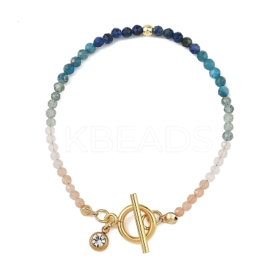 Gradient Natural Mixed Stone Faceted Round Beaded Bracelets BJEW-JB14398-01-1
