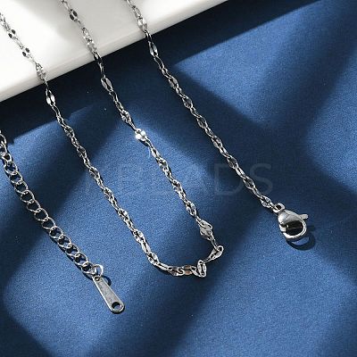 Non-Tarnish 304 Stainless Steel Dapped Chain Necklace for Men Women LS-NJEW-E076-02P-1
