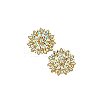 2Pcs Alloy with Rhinestone Handicraft Beading Appliques AJEW-FG0004-29A-1