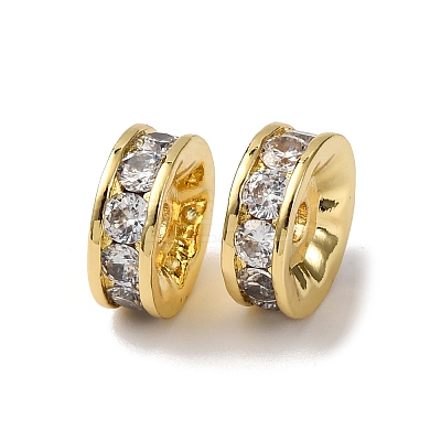 Brass Micro Pave Cubic Zirconia Beads KK-A270-02B-G-1
