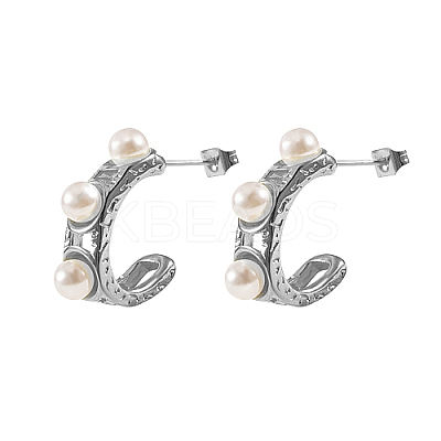 304 Stainless Steel Ring Stud Earrings FP4530-2-1