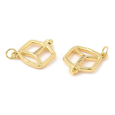 Rack Plating Brass Micro Pave Cubic Zirconia Pendants KK-C030-16G-1