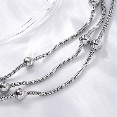 Stainless Steel Multi-strand Ball Bracelets LS-BJEW-L687-01P-1