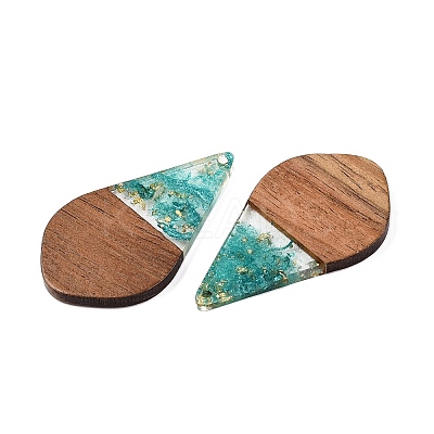 Transparent Resin and Walnut Wood Pendants RESI-T057-06I-1