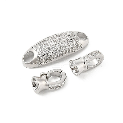 Brass Micro Pave Cubic Zirconia Fold Over Clasps KK-U059-15P-1