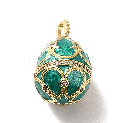 Rack Plating Brass Micro Pave Cubic Zirconia Enamel Pendants X-KK-M230-11G-1