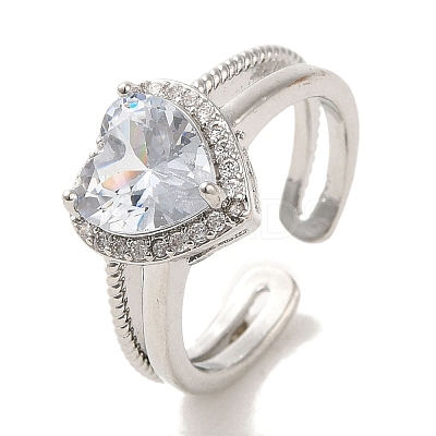 Brass Micro Pave Cubic Zirconia Rings for Women RJEW-E295-16P-1