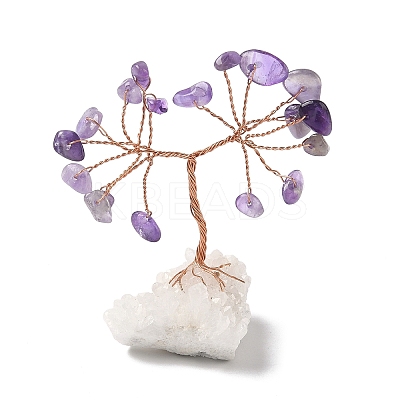 Natural Amethyst Chips Tree of Life Decorations DJEW-P022-01B-01-1