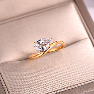 Brass Pave Single Cubic Zirconia Finger Rings for Women LS-ZK8046-1-1