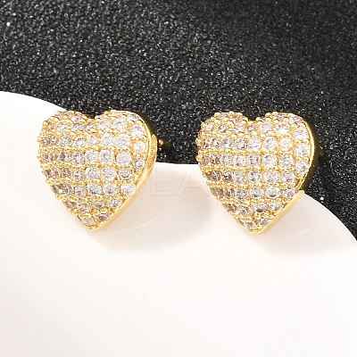 Brass Micro Pave Clear Cubic Zirconia Stud Earrings EJEW-G471-31G-02-1