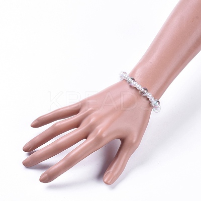 Transparent Acrylic Imitated Pearl  Stretch Kids Bracelets BJEW-JB04575-01-1