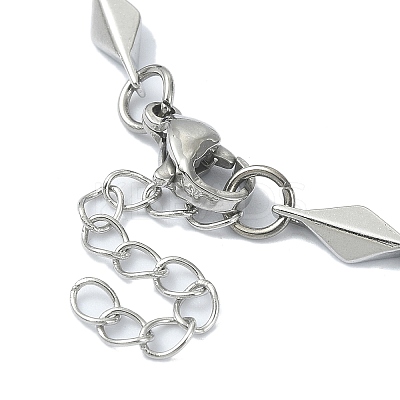 Non-Tarnish 304 Stainless Steel Rhombus Link Chain Bracelets for Women BJEW-D023-02P-1