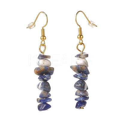 Natural Sodalite Chip Beaded Dangle Earrings EJEW-JE04788-13-1