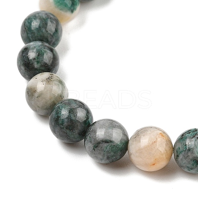 Natural Dioptase Round Beaded Stretch Bracelets BJEW-JB11195-01-1