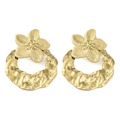 304 Stainless Steel Flower Theme Stud Earrings For Women EJEW-B110-04G-05-1