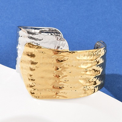 304 Stainless Steel Cuff Bangles for Women BJEW-G757-12GP-1