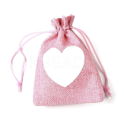 12Pcs 12 Styles Valentine's Day Printed Rectangle Burlap Cloth Packing Pouches ABAG-U006-02C-1
