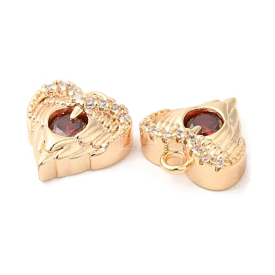 Brass & Glass & Cubic Zirconia Charms KK-G468-54G-02-1