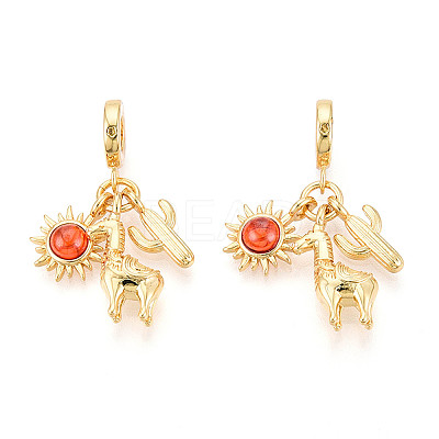 Brass Glass European Dangle Charms KK-N271-14G-1