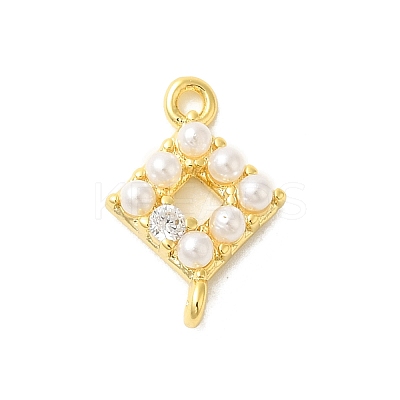 Rack Plating Brass Clear Cubic Zirconia Connector Charms KK-S396-06F-1