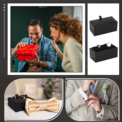 Plastic 2 Cufflink Gift Storage Boxes CON-WH0107-86A-1