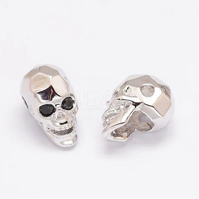 Brass Micro Pave Cubic Zirconia Beads ZIRC-P017-11P-NR-1