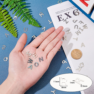 304 Stainless Steel Alphabet Letter Charms STAS-PH0019-70-1