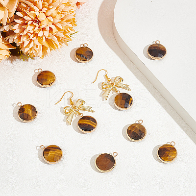 10Pcs Natural Tiger Eye Pendants G-BBC0001-37C-1