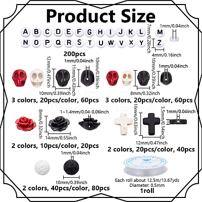 DIY Skull Rose Cross Beads Bracelets Making Bracelets DIY-NB0013-93-1