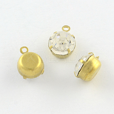 Golden Tone Brass Rhinestone Charms RB-R030-3mm-1