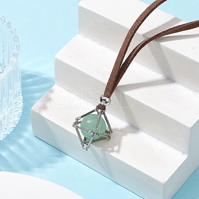 Crystal Holder Cage Necklace NJEW-JN04587-01-1
