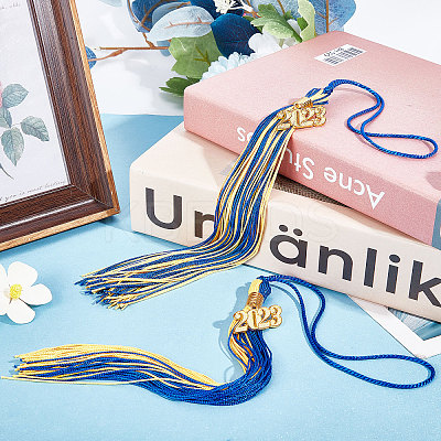 2Pcs 2 Colors Polyester 2023 Tassel Pendant Decorations HJEW-GF0001-33-1
