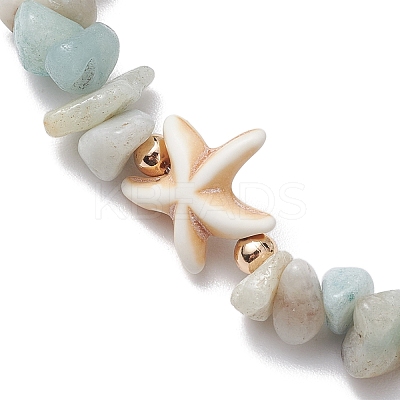 Natural Flower Amazonite Chip Beaded Stretch Bracelets BJEW-JB10689-02-1