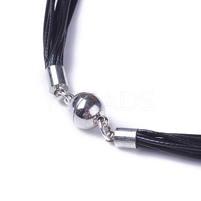 Waxed Cord Lariat Necklaces NJEW-L169-01B-1