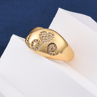 Brass Micro Pave Clear Cubic Zirconia Cuff Rings for Women RJEW-U047-04G-1