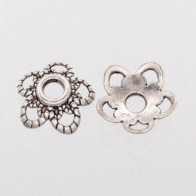 Antique Silver Tone Alloy Flower Bead Caps X-AA484-1