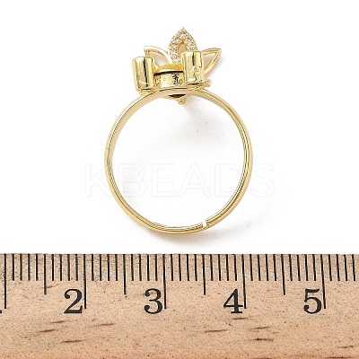 Brass Micro Pave Cubic Zirconia Adjustable Finger Rings for Women RJEW-K307-01G-23-1
